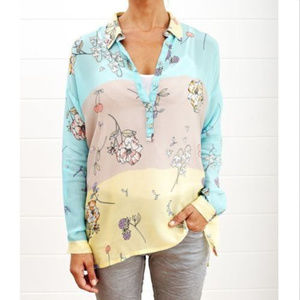Johnny Was Escape Boxy Sheer Floral Print Tunic